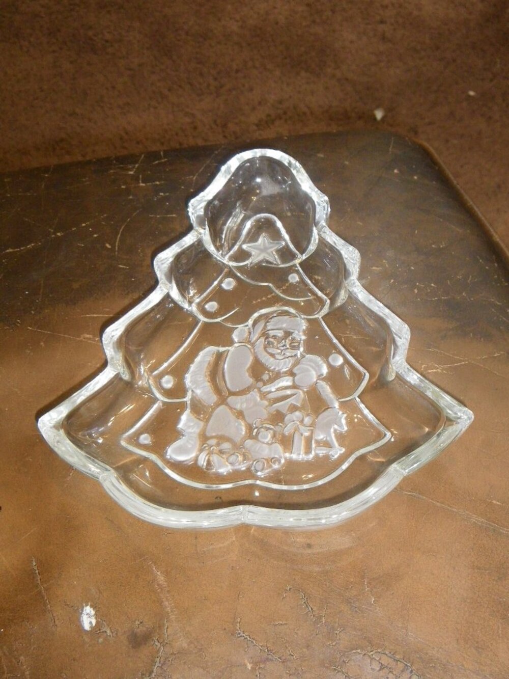 Vintage Small Crystal Decorative Christmas Tree Dish Holiday Home Decor